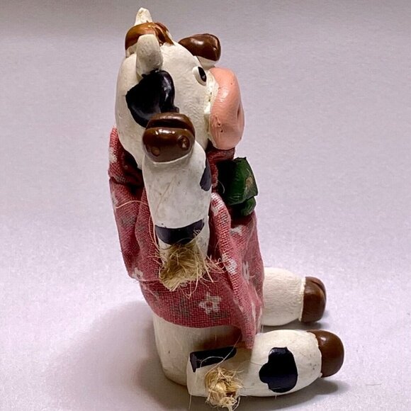 Russ & Co. 13900 Country Kin Sculptstone Jointed Cow w/Green Bell Figurine VTG - Picture 4 of 8